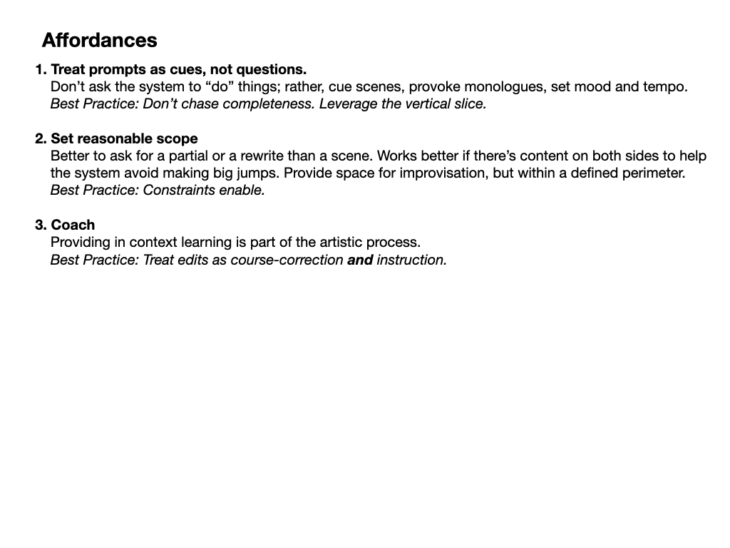 Slide 34: "Affordances"